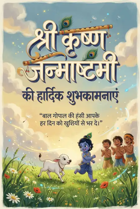 Free Krishna Janmashtami Viral Status In Hindi Image Download