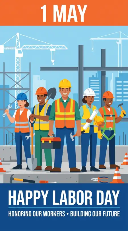 Labour Day Photo Hindi Text - Free International Labor Day Wishes 2026 Download