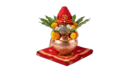 lakshmi puja kalash with gold coins png image