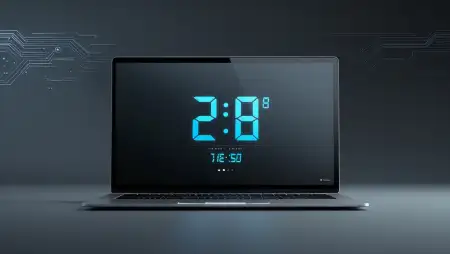 Laptop Wallpaper With Digital Clock Display - Free Wall Download