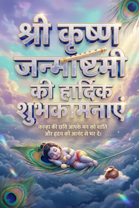 Free Lord Krishna Janmashtami Greeting Images In Hindi Image Download