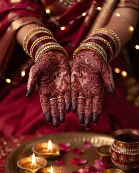 love theme karwa chauth mehndi design - Karwa Chauth Mehndi Design 2026