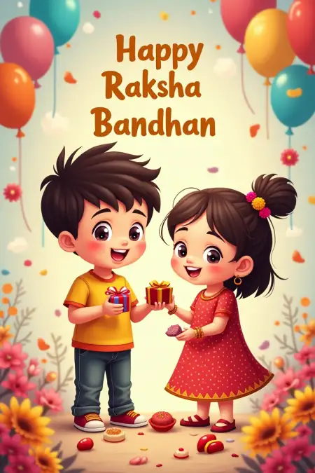 Lovely Messages For Children On Raksha Bandhan - Free Happy Raksha Bandhan Wishes For Children Download