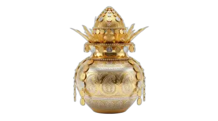 luxury golden kalash with coins png