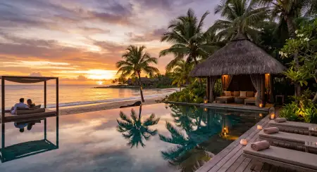 Free Luxury Tropical Summer Background With Golden Sunset Background Image Download