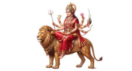 maa durga sitting on lion png transparent