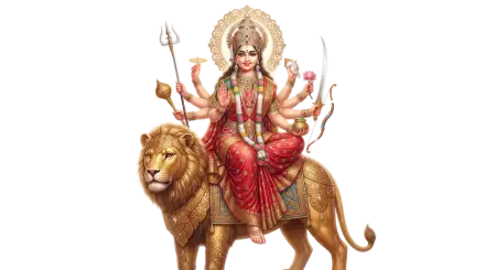 maa durga sitting on tiger png transparent