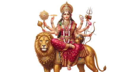 maa durga with diya and flowers png