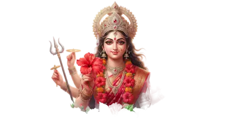 maa durga with red hibiscus flowers png