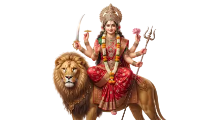 maa katyayani riding lion png transparent