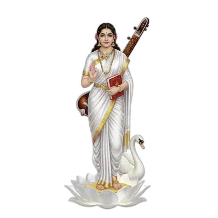 Maa Saraswati Png White Saree Realistic Image For Digital Poster - Free Png Download
