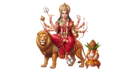 maa sherawali with red saree png