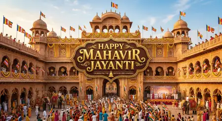 Mahavir Jayanti 2026 Stage Backdrop Design - Free Happy Mahavir Jayanti 2026 Download