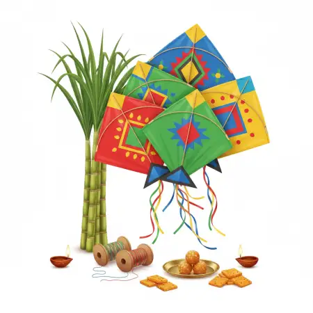 Free Makar Sankranti Greeting Card Png PNG Image Download