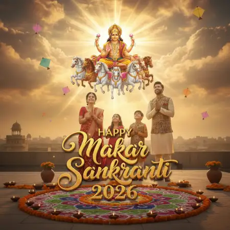 Free Makar Sankranti Wishes Calligraphy Font 2026 Background Download