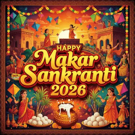 Free Makar Sankranti Wishes Event Banner 2026 Background Download