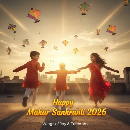 Free Makar Sankranti Wishes School Banner 2026 Background Download