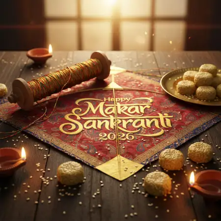 Free Makar Sankranti Wishes Traditional Indian Art 2026 Background Download