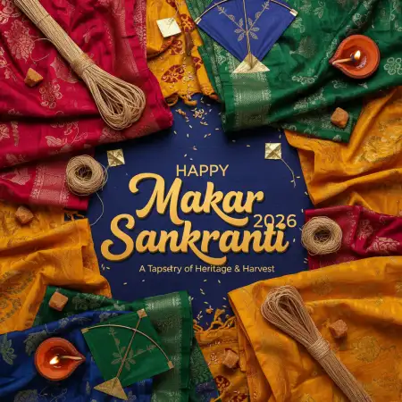 Free Makar Sankranti Wishes With Rangoli 2026 Background Download