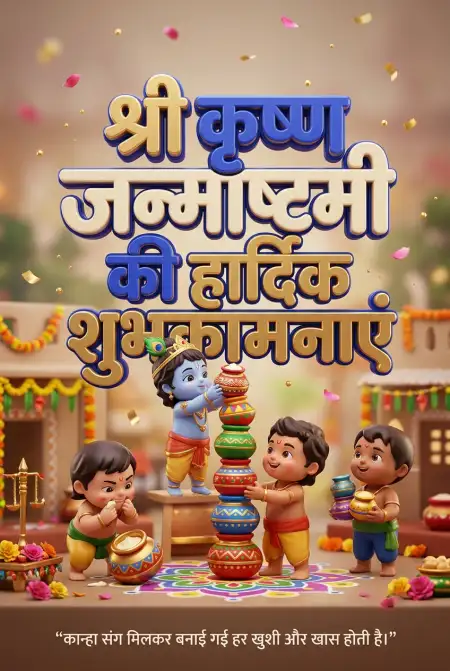 Free Makhan Chor Janmashtami Wishes In Hindi Image Download