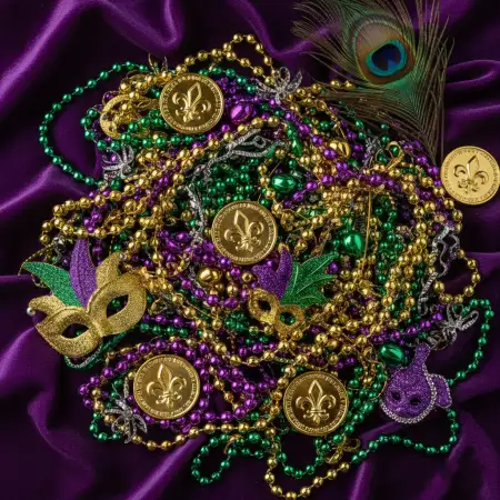 Mardi Gras Beads And Mask Background Image - Free Mardi Gras Background Download