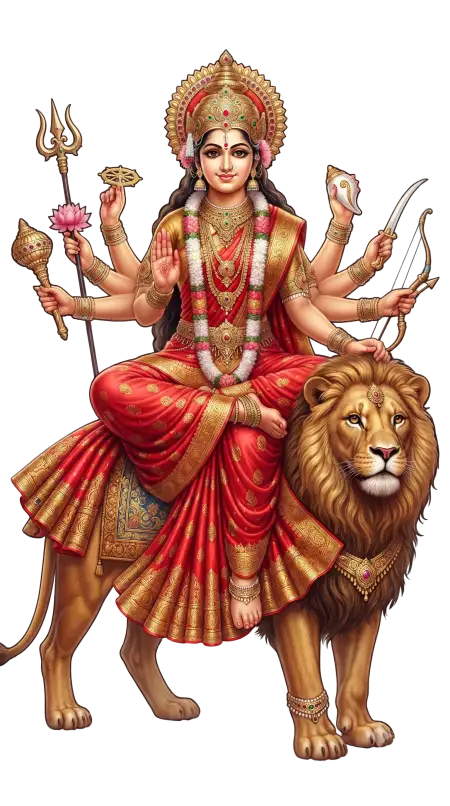 mata rani on golden lion png transparent - Maa Durga Png Png
