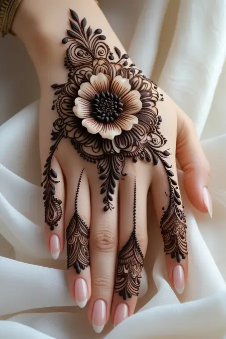 Mehndi Design For Back Side Of Hand - Free Related Mehndi Design Image