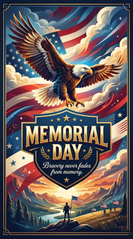 Free Memorial Day 2026 American Eagle Vector Artwork Background Image Download