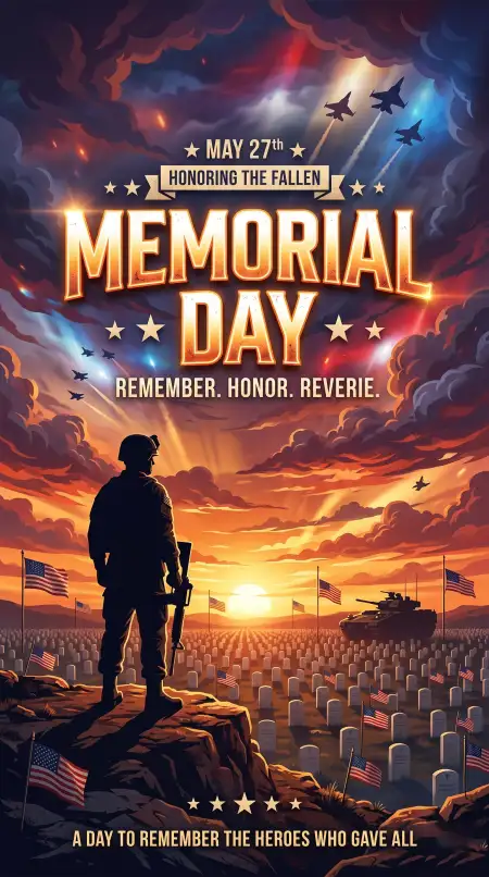 Free Memorial Day 2026 American Hero Tribute Posters Background Image Download