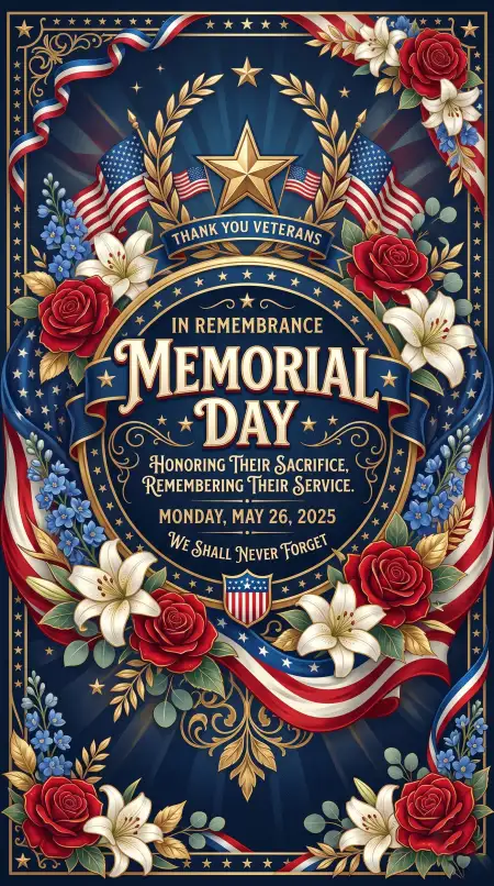 Free Memorial Day 2026 Memorial Day Pinterest Graphics Background Image Download