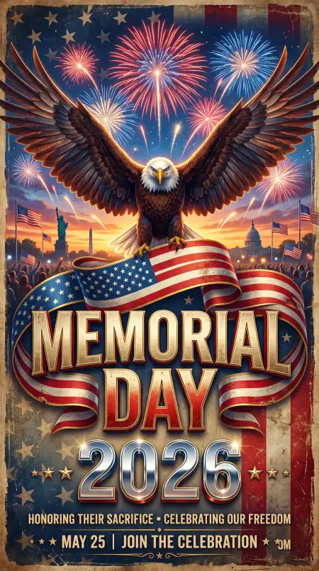 Free Memorial Day 2026 Modern Patriotic Poster Design Background Image Download