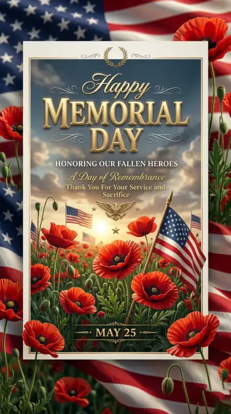 Memorial Day 2026 Remembrance Card - Free Memorial Day 2026 Download