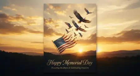 Free Memorial Day Greeting Card With Blue Sky Theme 2026 Image Download