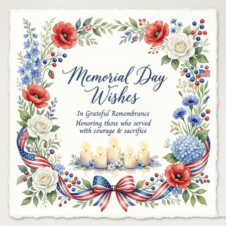 Free Memorial Day Greeting Card With Floral Border 2026 Image Download