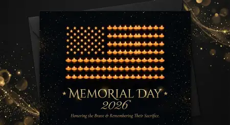 Free Memorial Day Greeting Card With Gold Stars 2026 Image Download