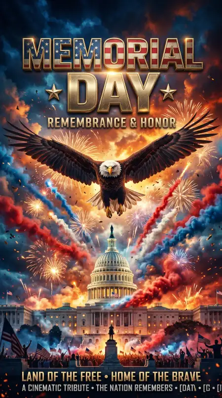 Free Memorial Day Greeting Card With Independence Spirit 2026 Image Download