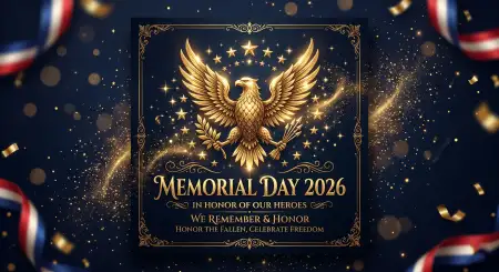 Free Memorial Day Greeting Card With Patriotic Stars Design 2026 Image Download
