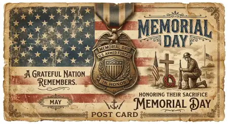 Free Memorial Day Greeting Card With Ribbon Design 2026 Image Download