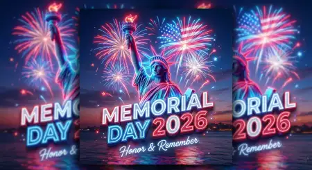 Free Memorial Day Greeting Card With Statue Of Liberty Theme 2026 Image Download