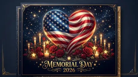 memorial day greeting card with usa flag 2026