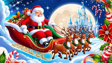Merry Christmas Cartoon Santa With Reindeer And Snowman - Free Related Merry Christmas Cartoon Santa Claus Image