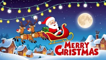 Merry Christmas Cartoon Santa With Reindeer In 4k - Free Related Merry Christmas Cartoon Santa Claus Image