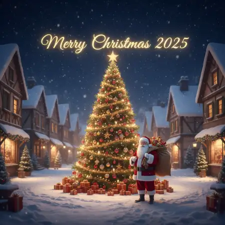 Free Merry Christmas Wishes Bilingual 2025 Background Download