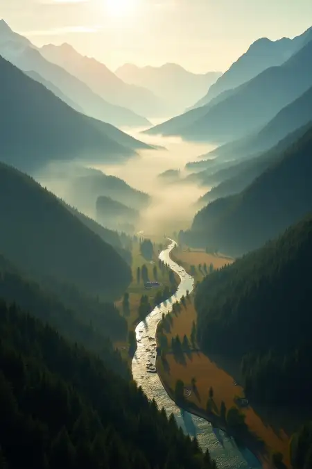 Misty Valley Morning Nature Background - Free Related Nature Background Image