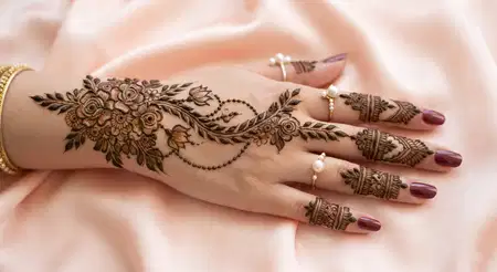 modern karwa chauth mehndi design for front hand - Karwa Chauth Mehndi Design 2026