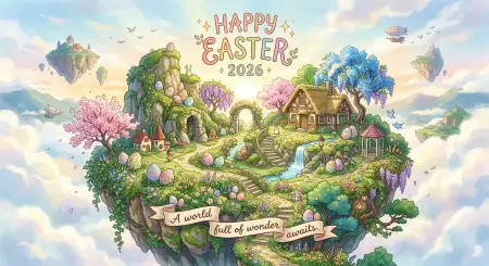 Free Multilingual Happy Easter 2026 Phrases Image Download