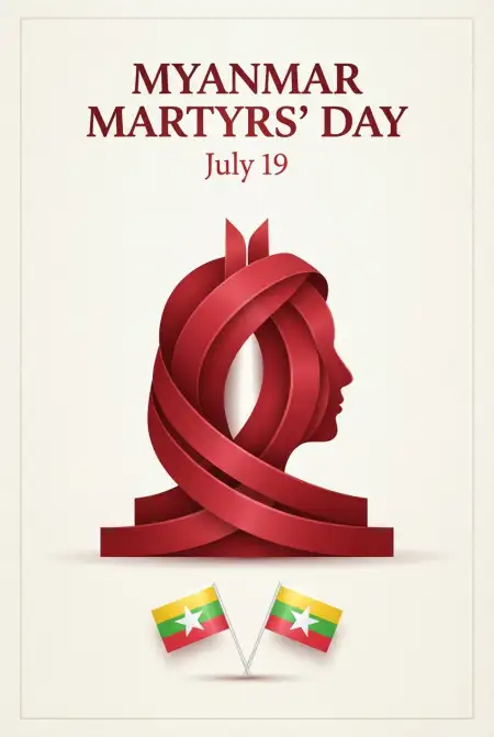 Myanmar Martyrs Day Black Ribbon Png - Free Myanmar Martyrs Day 2026 Download