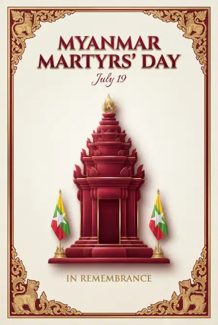Myanmar Martyrs Day Card Design - Free Myanmar Martyrs Day 2026 Download