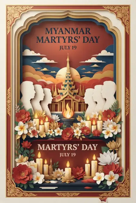 Myanmar Martyrs Day Educational Poster - Free Myanmar Martyrs Day 2026 Download