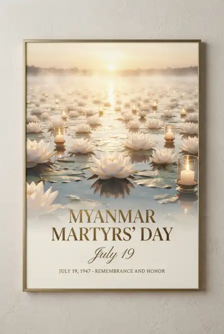 Myanmar Martyrs Day Invitation Design - Free Myanmar Martyrs Day 2026 Download
